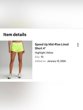 lululemon athletica Speed Up Mid-Rise Neon Yellow Athletic Shorts